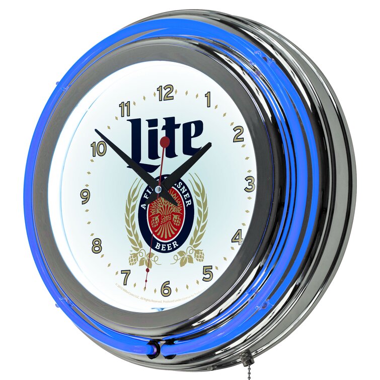 Trademark Global Miller Lite Glass Wall Clock - Wayfair Canada